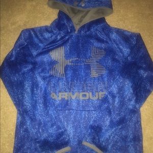 BOYS BLUE UNDER ARMOUR PULLOVER HOODIE YOUTH MED